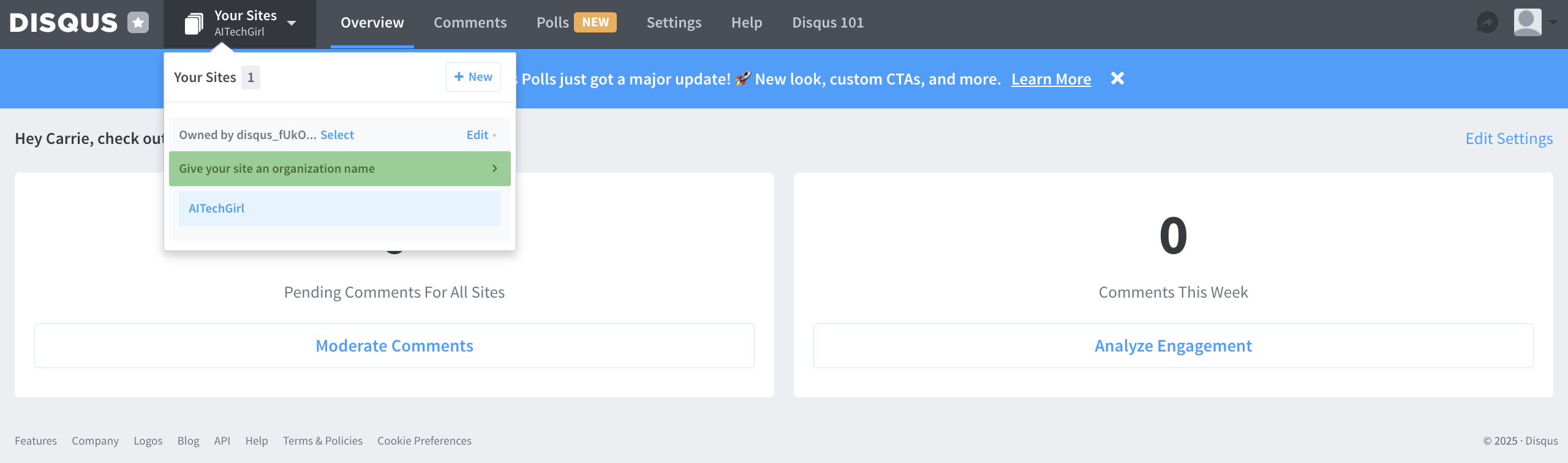 Disqus Site Management