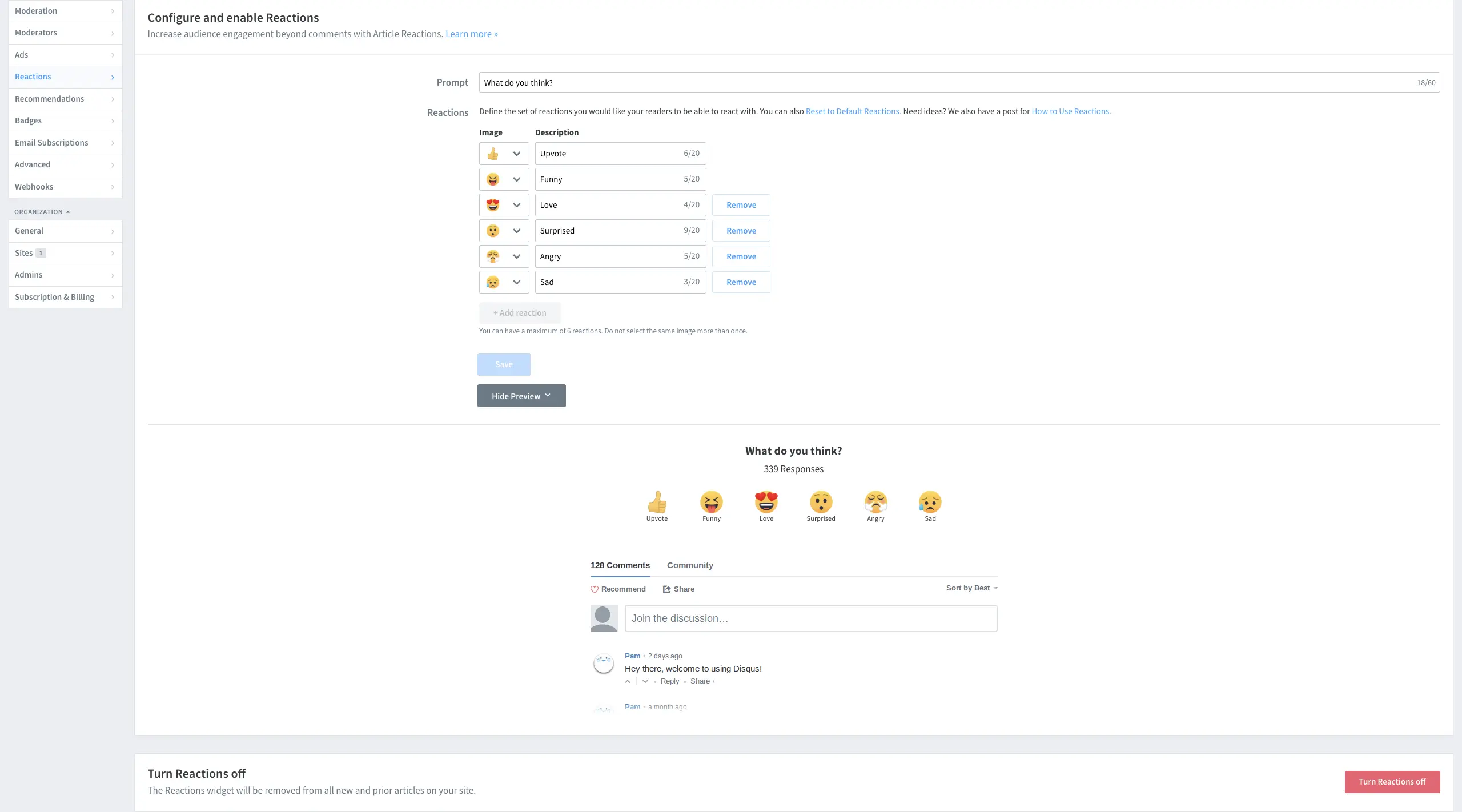 Disqus Reactions
