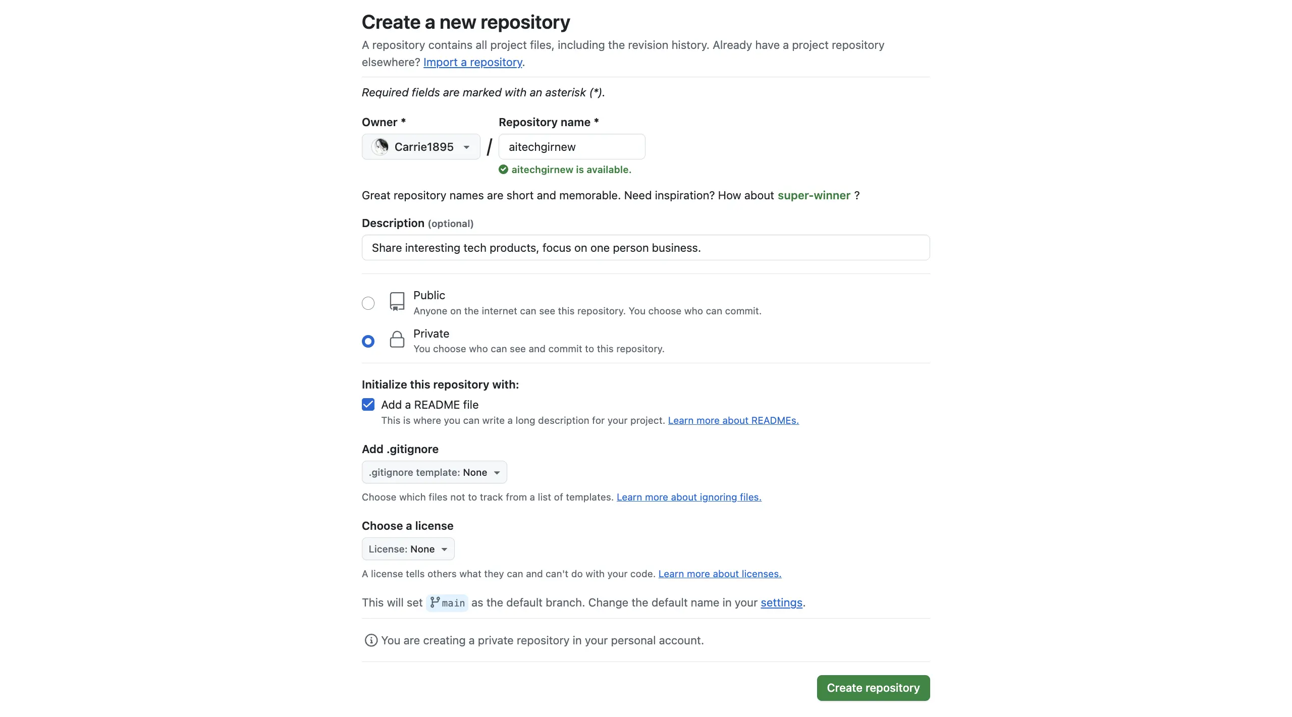 GitHub New Repository